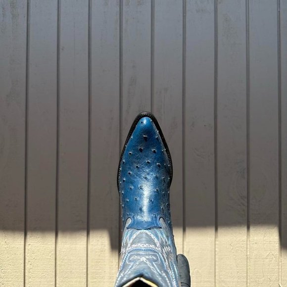 #16 Western Boot with Dark Blue Ostrich Texture, Model 7006 - Picture 4 of 5